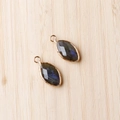 Marquise cut labradorite stone pendant with gold copper trim and faceted blue flash - Labradorite