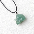 Pendentif crâne en aventurine verte avec cordon tressé noir pour Halloween - Aventurine Verte