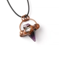 Handcrafted purple amethyst hexagonal crystal pendant with bronze shell inlay - Amethyst