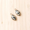 Dalmatian stone marquise pendant with gold copper edging for DIY jewelry making - Spotted Stone