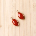 Marquise cut red crystal gemstone pendant with gold plated copper edge for DIY jewelry - Red Jasper