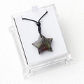 Star-shaped bloodstone pendant with red-green texture on a black braided cord - Dragon Blood Stone
