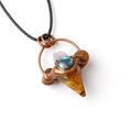 Vintage bronze necklace with amethyst, abalone shell, and tiger eye stone pendant - Tiger's Eye