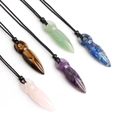 Natural crystal goddess totem pendant necklaces with amethyst and aventurine stone - Random 1pc