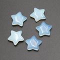 Five-pointed opal star beads with translucent white finish and blue glow effect - Synthetic Opal