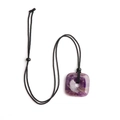 Quadratischer Amethyst Naturstein Anhänger mit verstellbarer schwarzer Kordelkette - Amethyst