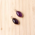 Purple marquise cut crystal pendant with gold copper edging for DIY jewelry making - Amethyst