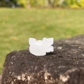 Hand-carved 1-inch white crystal squirrel figurine on a natural stone base - White Crystal