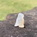 Mini hand-carved agate crystal dinosaur figurine in translucent striped onyx stone - Natural Agate