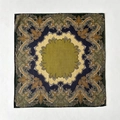 Elegant vintage paisley silk blend square scarf with green and yellow mandala pattern - 62x62cm / Green (ZY-75)