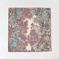 Silk wool square scarf with tropical jungle floral print in burgundy and teal - 62*62cm / Pink (ZY-84)