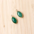 Marquise cut emerald green crystal charms with gold-plated edges for DIY jewelry making - Green Aventurine