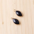 Navy blue goldstone marquise faceted pendants with gold-plated edges for DIY jewelry making - Blue Goldstone