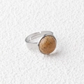 15mm natural jasper stone ring with silver adjustable stainless steel band setting - Picture Stone 1pc