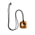 Pendentif donut carré en œil de tigre avec cordon noir tressé ajustable pour collier - Œil de tigre