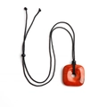 Pendentif carré en jaspe rouge sur cordon noir tressé réglable pour femmes - Jaspe Rouge