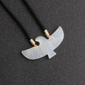 Eagle pendant necklace made of white semi-translucent agate stone with gold clasp - Agate