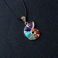 Collier chakra nautile doré bohème avec pierres naturelles colorées sur cordon noir - Pendentif Style Doré (Avec Cordon)