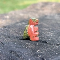 Mini 1-inch hand-carved natural red and green gemstone dinosaur figurine for decor - Unakite