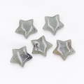 Five star-shaped labradorite stones with natural grey-green texture on white fabric - Labradorite