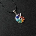 Pendentif chakra nautile avec sept pierres naturelles sur cordon noir élégant - Pendentif Style Argenté (Avec Cordon)