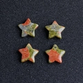 Quattro stelle in pietra naturale unakite con motivi verdi e rosa per gioielli fai da te - Unakite
