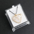 Natural heart amethyst crystal necklace with gold wire wrap and butterfly pendant - White Crystal
