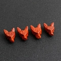 Set of four red jasper hand-carved fox head animal stone figurines for decoration - Red Jasper