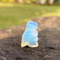 Mini dinosaur figurine carved from 1-inch translucent blue opalite crystal stone - Opal (Synthetic)