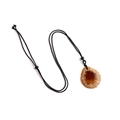 Pendentif en tranche d'agate ambre irrégulière avec cordon noir et perles réglables - Agate noire