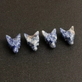 Hand-carved blue sodalite wolf head animal figurines with natural white veins, set of 4 - Blue Spot Stone