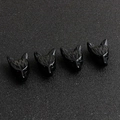 Set of four hand-carved black obsidian wolf head animal pendants with fine textures - Obsidian
