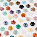 Detailed view of 14mm flower-shaped natural stone loose beads for DIY jewelry making - 1 Piece / Random Style