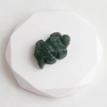 Carved dark green natural stone crocodile figurine on an octagonal display tray - Multicolor Agate