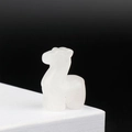 Polished white quartz camel figurine carving with semi-transparent finish for decor - White Crystal