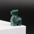Deep green natural stone deer figurine with red spots and intricate carving details - India Agate