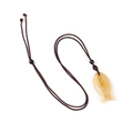 Collier ethnique avec pendentif poisson en pierre naturelle jaune sur cordon tressé - Topaze