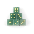 Set of 6 green aventurine natural stone dice with gold engraved dots for games - Green Aventurine
