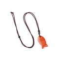 Fish-shaped red wood pendant with dark brown woven cord and black beads - Red Jasper