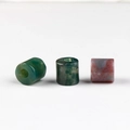 Three natural agate cylinder beads with polished finish and large holes for DIY jewelry - India Agate