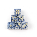 Set of 6 sodalite natural stone dice with gold engraved dots for tabletop gaming - Sodalite