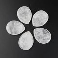 Set of five teardrop natural white crystal massage stones with organic ice textures - White Crystal