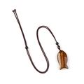 Fish shaped tiger eye stone pendant with brown braided cord necklace accessory - Tiger's Eye