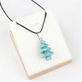 Pendentif sapin de Noël en pierre turquoise bleue avec cordon noir pour collier DIY - Turquoise Synthétique