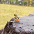Hand-carved Unakite stone rabbit figurine with natural green and pink jasper texture - Unakite