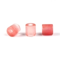Pink marbled cylindrical loose beads with large holes for DIY jewelry making - Watermelon red
