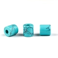 Synthetic turquoise cylindrical beads with black mesh veins for DIY jewelry making - Synthetic Blue Turquoise