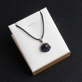 Natural purple amethyst cat paw pendant on black cord necklace in a gift box - Amethyst