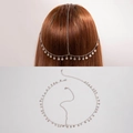 Detail view of silver bohemian forehead chain with metallic fringe disks on hair - Metal Disc Style (24579-silver) / Silver Style (24579-silver)