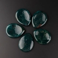 Deep green water-drop shaped natural jade stones with smooth polished finish in a 5-piece set - India Agate